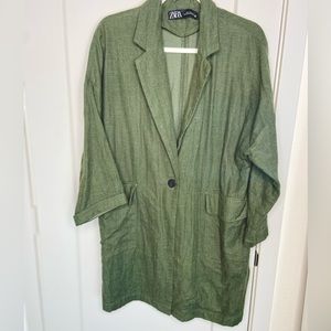 Zara Linen Blend long Jacket- Like New